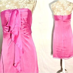 Y2K The Limited~ Pink Chiffon Strapless Barbiecore A-Line Cocktail Dress~ sz 4